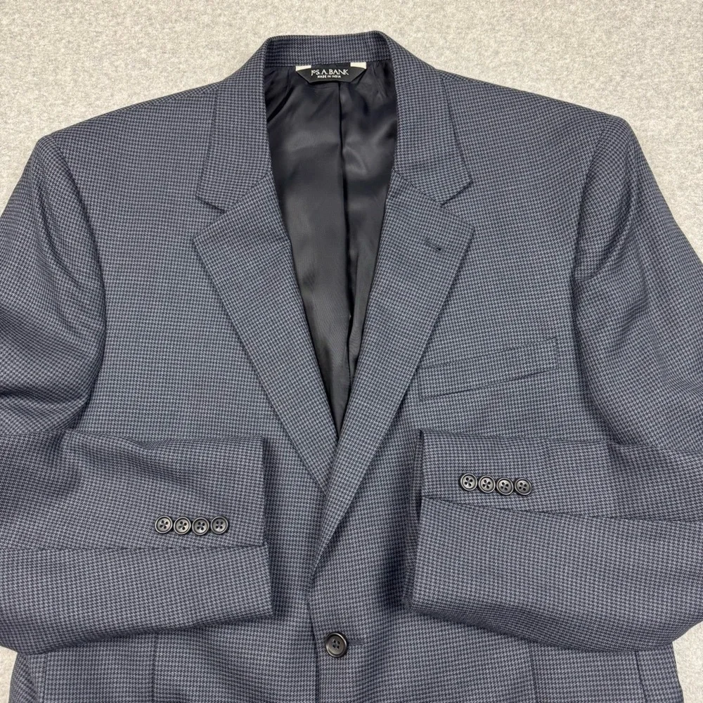 Jos. A. Bank Navy Houndstooth Blazer Jacket Sport Coat 10%‎ Wool Mens 44L